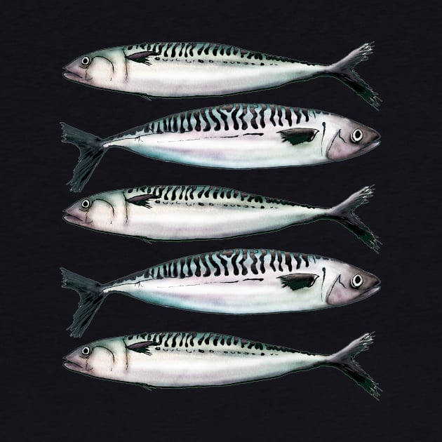 Mackerel - Watercolor fish illustration by AmandaDilworth